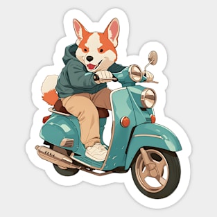 Cool dog riding motorbike Sticker